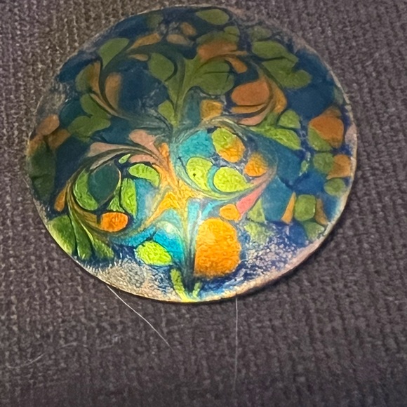 Inga Enameled Brooch, Signed, Vintage - Picture 6 of 6